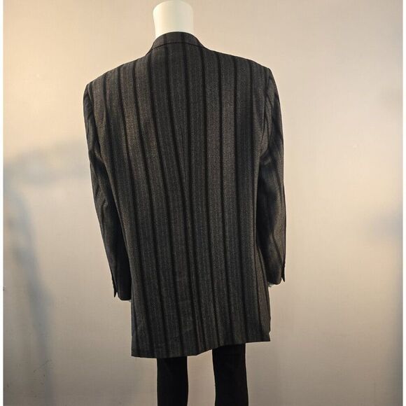 Giorgio Brutini Sport Coat Blazer Jacket Men’s 46L Charcoal Gray Black Striped - Picture 7 of 12